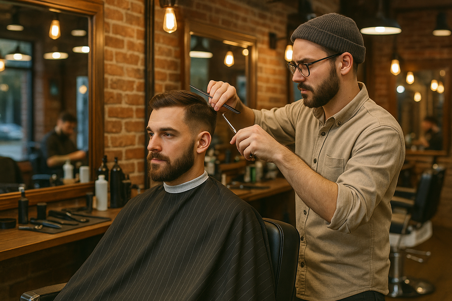 Client in barber chair